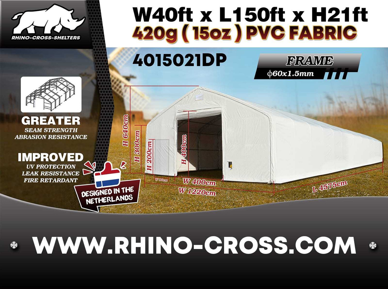 Rhino-Cross-Shelter 4015021DP - 45,75x12,2x6,4 m - 储罐:图2 Rhino-Cross-Shelter 4015021DP - 45,75x12,2x6,4 m - 储罐:图2