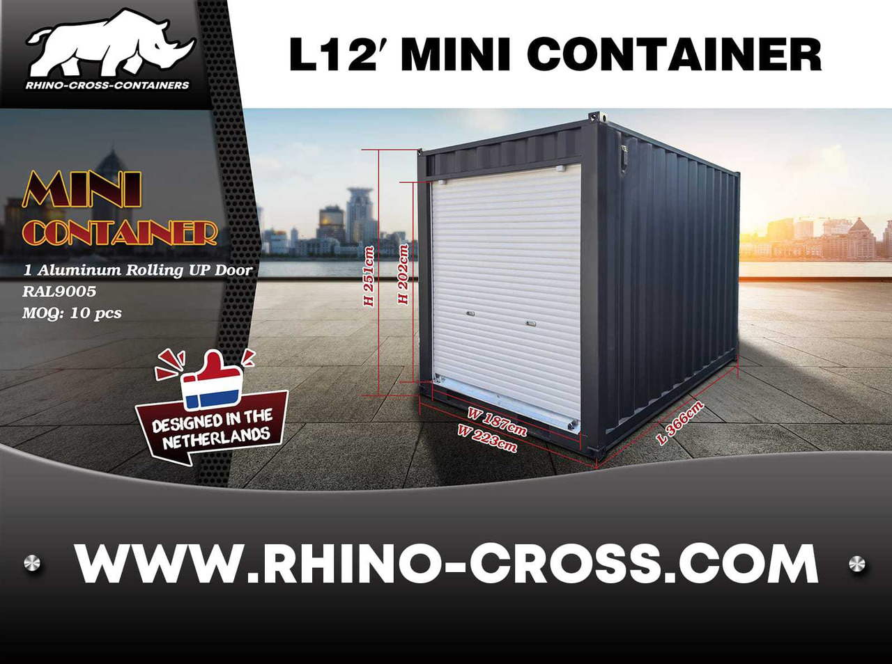 Rhino-cross-containers 12ft met roldeur - 货运集装箱:图1 Rhino-cross-containers 12ft met roldeur - 货运集装箱:图1