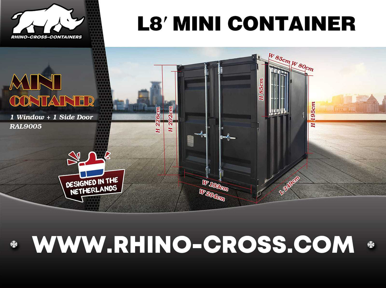 Rhino-cross-containers 8ft met deur en raam - 货运集装箱:图1 Rhino-cross-containers 8ft met deur en raam - 货运集装箱:图1