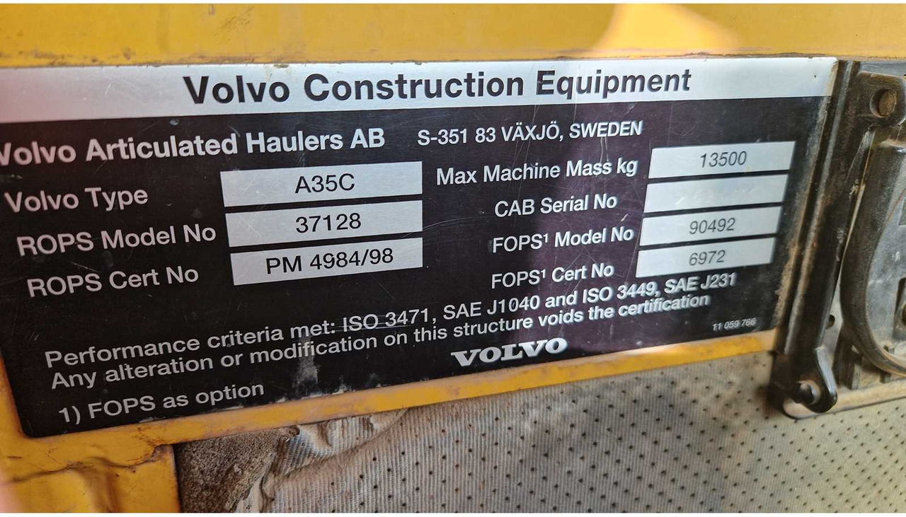 小型自卸车 VOLVO - A35C - DUMPER TRUCK - 2000:图49 小型自卸车 VOLVO - A35C - DUMPER TRUCK - 2000:图49