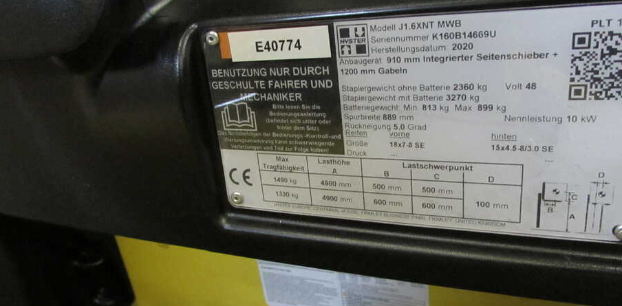 Hyster J 1.6 XNT (MWB) - 电动叉车:图4 Hyster J 1.6 XNT (MWB) - 电动叉车:图4