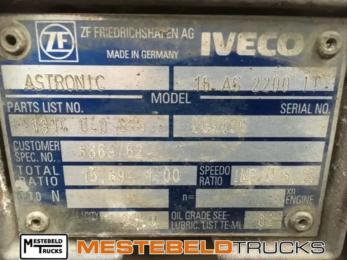 Iveco Versn bak 16 AS 2200 IT - 变速箱及其零件 适用于 卡车:图4 Iveco Versn bak 16 AS 2200 IT - 变速箱及其零件 适用于 卡车:图4