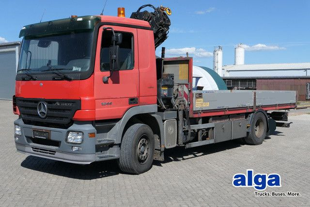 Mercedes-Benz 1844 L Actros 4x2, Hiab 144E-3, Funk, Voll-Luft - 栏板式/ 平板卡车, 起重车:图1 Mercedes-Benz 1844 L Actros 4x2, Hiab 144E-3, Funk, Voll-Luft - 栏板式/ 平板卡车, 起重车:图1