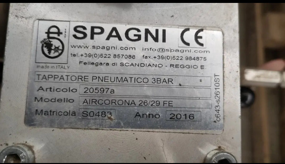 Capsuleuse pneumatique semi-automatique Spagni - 食品机械:图4 Capsuleuse pneumatique semi-automatique Spagni - 食品机械:图4