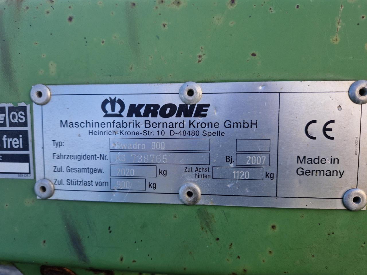 Krone Swadro 900 - 翻草机/ 搂草机:图3 Krone Swadro 900 - 翻草机/ 搂草机:图3