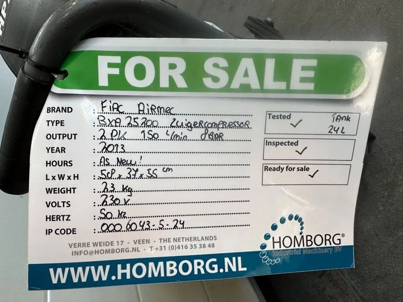空气压缩机 Airmec FIAC BXA 25200 Elektrische Zuigercompressor 2 PK 150 L / min 8 Bar:图9 空气压缩机 Airmec FIAC BXA 25200 Elektrische Zuigercompressor 2 PK 150 L / min 8 Bar:图9