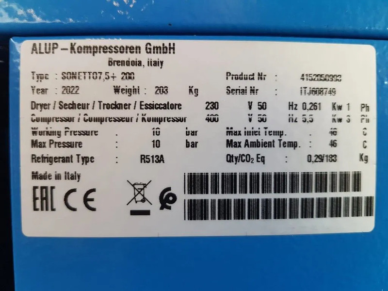 Alup Sonetto 7.5 + 200 Elektrische Schroefcompressor met ketel en droger 5.5 kW 750 L / min 10 Bar - 空气压缩机:图3 Alup Sonetto 7.5 + 200 Elektrische Schroefcompressor met ketel en droger 5.5 kW 750 L / min 10 Bar - 空气压缩机:图3