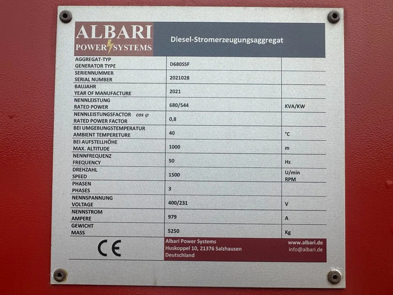 发电机组 Doosan Mecc Alte Spa 680 kVA Silent generatorset as New Demo 2021 !：图17