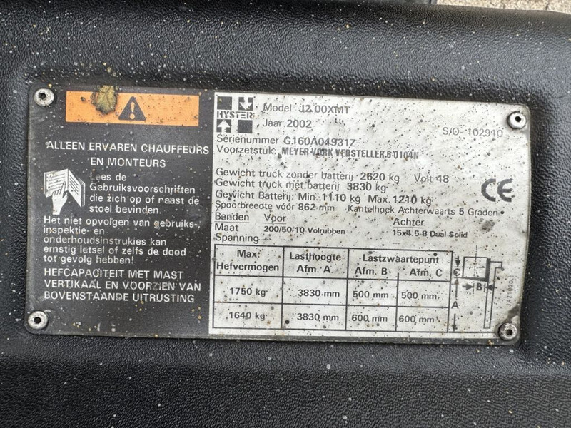 Hyster J2.00XMI 2 ton Triplex Freelift Sideshift Elektra Heftruck accu 2012 - 电动叉车:图3 Hyster J2.00XMI 2 ton Triplex Freelift Sideshift Elektra Heftruck accu 2012 - 电动叉车:图3