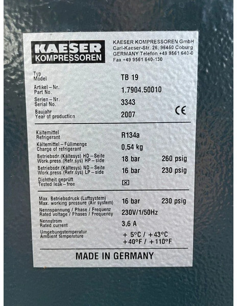 Kaeser TB19 - elektrische luchtdroger 16 Bar 2100 L/min. - 空气压缩机:图4 Kaeser TB19 - elektrische luchtdroger 16 Bar 2100 L/min. - 空气压缩机:图4