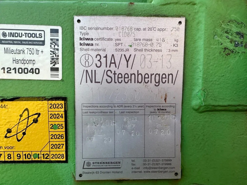 Kiwa IBC Steenbergen 750 liter Dieseltank met Handpomp Milieutank - 储罐:图3 Kiwa IBC Steenbergen 750 liter Dieseltank met Handpomp Milieutank - 储罐:图3