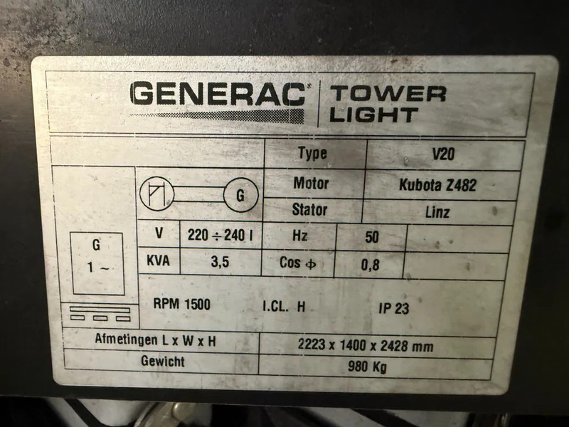 Kubota Generac V20 TowerLight 9 meter LED Lichtmast Aggregaat - 照明塔:图4 Kubota Generac V20 TowerLight 9 meter LED Lichtmast Aggregaat - 照明塔:图4