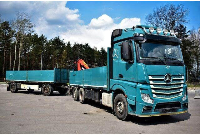 Mercedes-Benz ACTROS 2545 6x2 2545 PALFINGER PK 16001 Kran - 栏板式/ 平板卡车, 起重车:图1 Mercedes-Benz ACTROS 2545 6x2 2545 PALFINGER PK 16001 Kran - 栏板式/ 平板卡车, 起重车:图1
