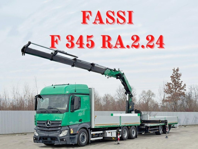 Mercedes-Benz ACTROS 2645 * FASSI F345.24 + FUNK + Anhänger - 栏板式/ 平板卡车, 起重车:图1 Mercedes-Benz ACTROS 2645 * FASSI F345.24 + FUNK + Anhänger - 栏板式/ 平板卡车, 起重车:图1