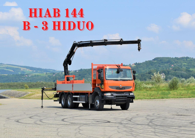Renault KERAX 410 * HIAB 144 B-3 HIDUO / 6x4 * TOP - 栏板式/ 平板卡车, 起重车:图1 Renault KERAX 410 * HIAB 144 B-3 HIDUO / 6x4 * TOP - 栏板式/ 平板卡车, 起重车:图1