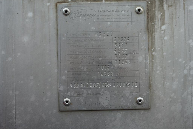 液罐半拖车 用于运输 食物 Wielton SOMMER / CYSTERNA SPOZYWCZA / 28 374 LITRÓW / 4 KOMOROWA / WEBAS：图12