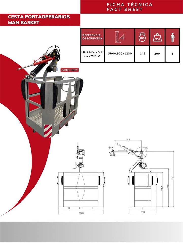 Aluminum Crane Basket CPG-3A-F - 附件 适用于 装载起重机:图5 Aluminum Crane Basket CPG-3A-F - 附件 适用于 装载起重机:图5