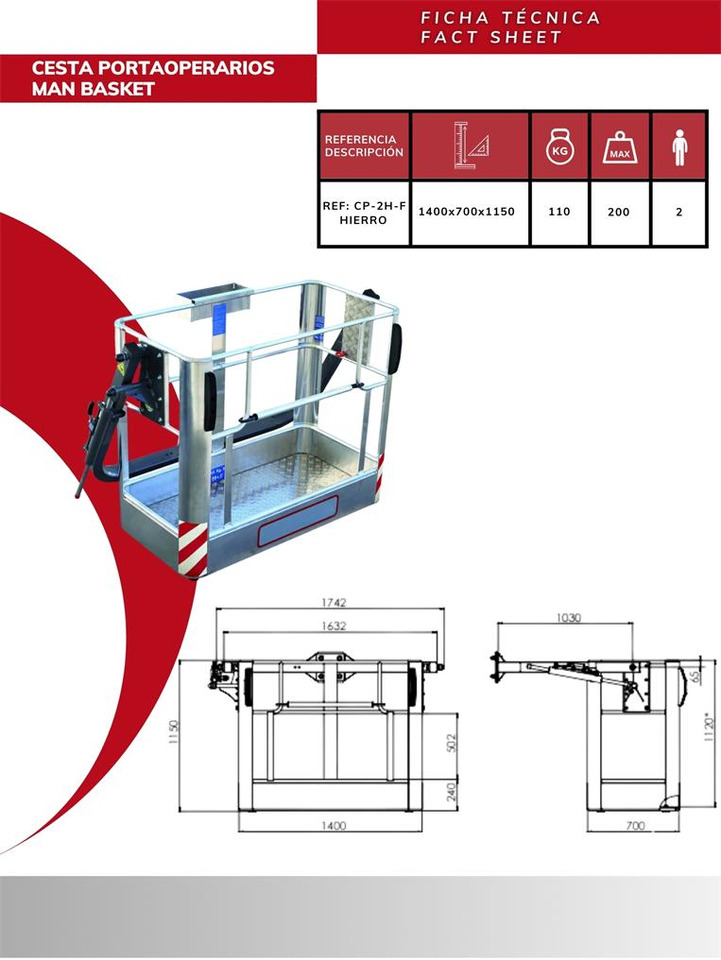 Iron operator basket CP-2H-F - 附件 适用于 装载起重机:图3 Iron operator basket CP-2H-F - 附件 适用于 装载起重机:图3