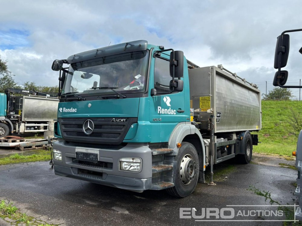 2009 Mercedes Axor 1824L 4x2, Crane, Stamps, Stainless Steel Container - 翻斗车:图1 2009 Mercedes Axor 1824L 4x2, Crane, Stamps, Stainless Steel Container - 翻斗车:图1