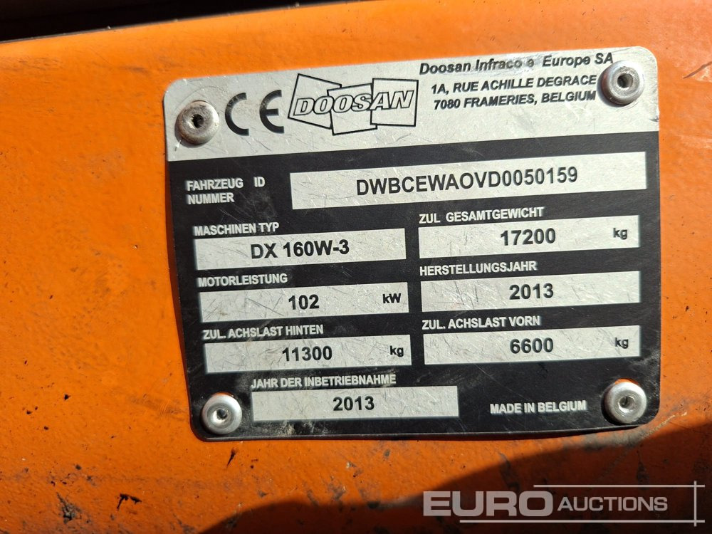 轮式挖掘机 2013 Doosan DX160W:图9 轮式挖掘机 2013 Doosan DX160W:图9