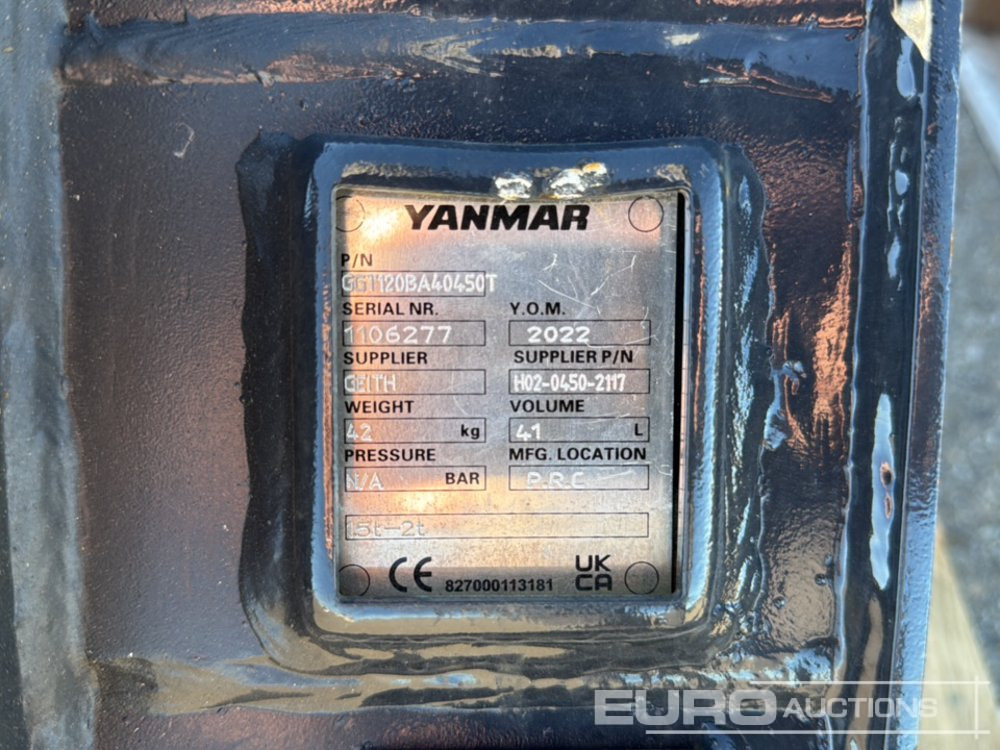 Yanmar Digging Bucket GGT120BA40450T to suit 1.5-2 Ton Excavator (S/Ns 1106277, 1106287, 1106282) (3 of) - 铲斗:图5 Yanmar Digging Bucket GGT120BA40450T to suit 1.5-2 Ton Excavator (S/Ns 1106277, 1106287, 1106282) (3 of) - 铲斗:图5