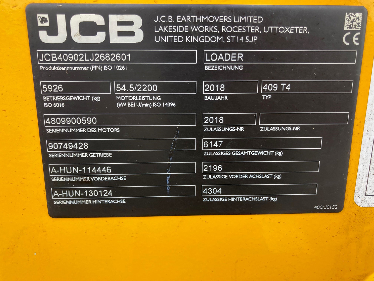 JCB Radlader Typ 409 - 装载机:图2 JCB Radlader Typ 409 - 装载机:图2