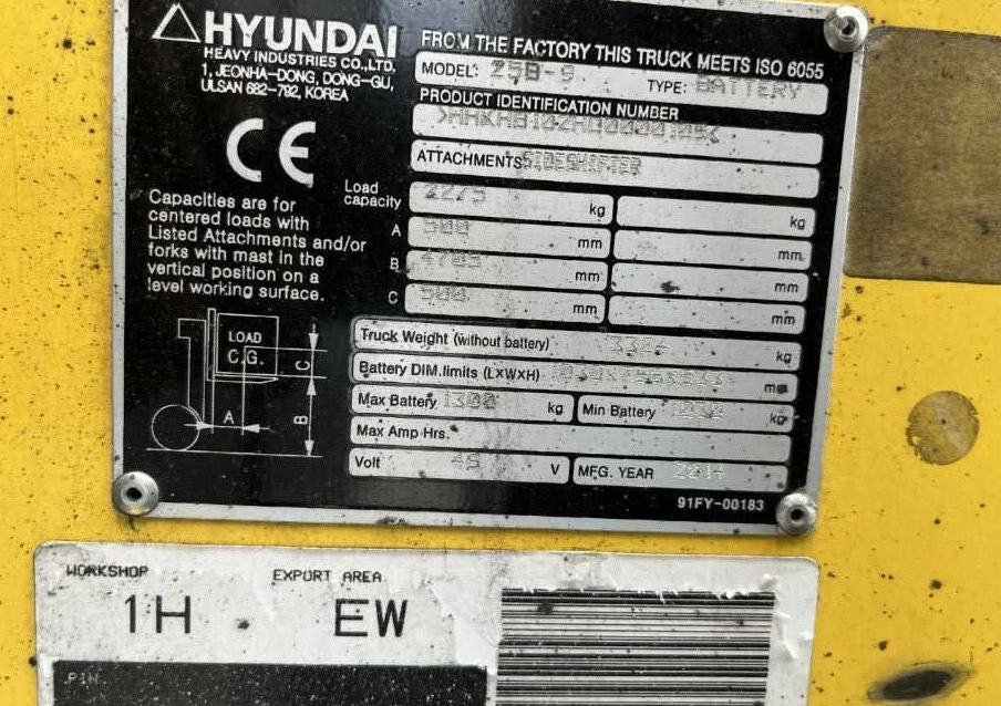 Hyundai 25B-9 - 电动叉车:图4 Hyundai 25B-9 - 电动叉车:图4