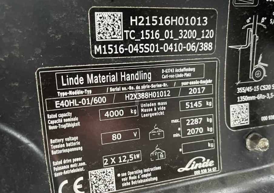 Linde E40/600HL - 电动叉车:图1 Linde E40/600HL - 电动叉车:图1