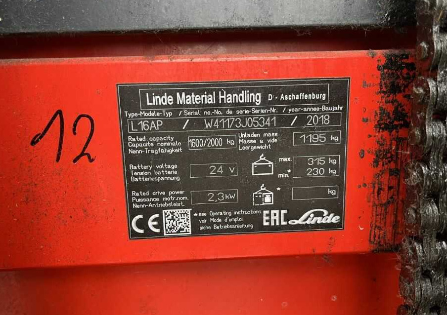 Linde L16AP - 堆垛机:图4 Linde L16AP - 堆垛机:图4