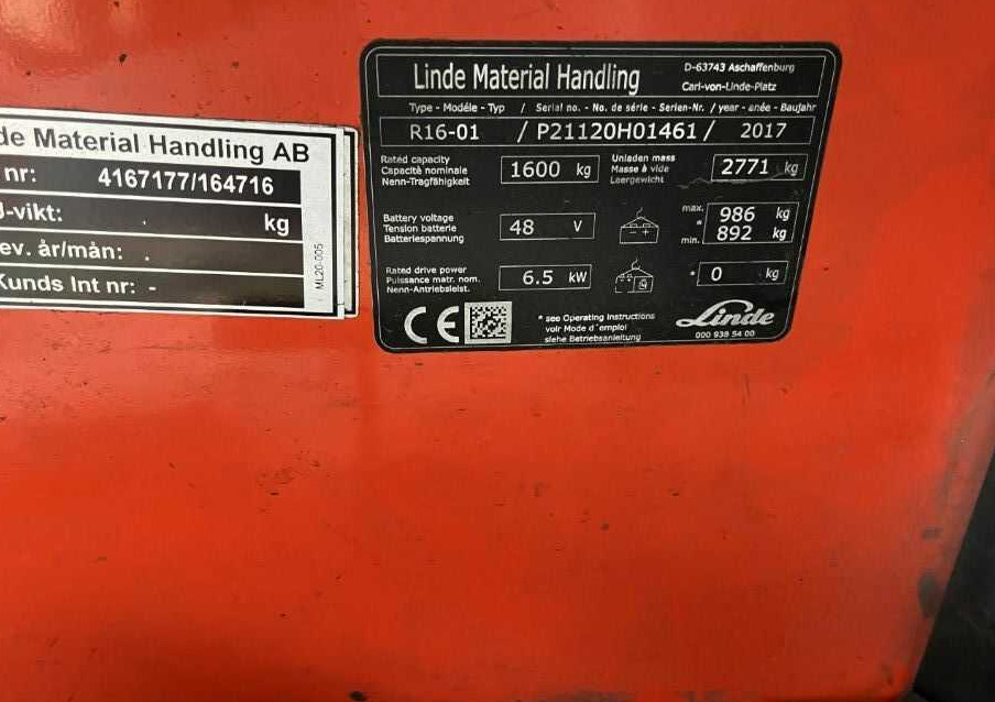 Linde R16-01 - 前移式叉车:图4 Linde R16-01 - 前移式叉车:图4