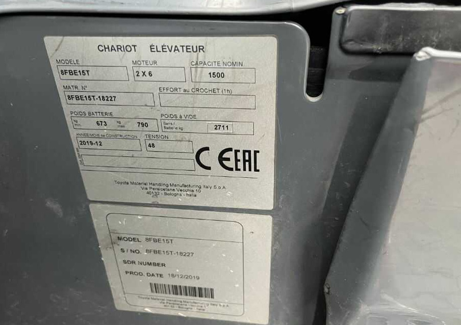 Toyota 8FBE15T - 电动叉车:图4 Toyota 8FBE15T - 电动叉车:图4