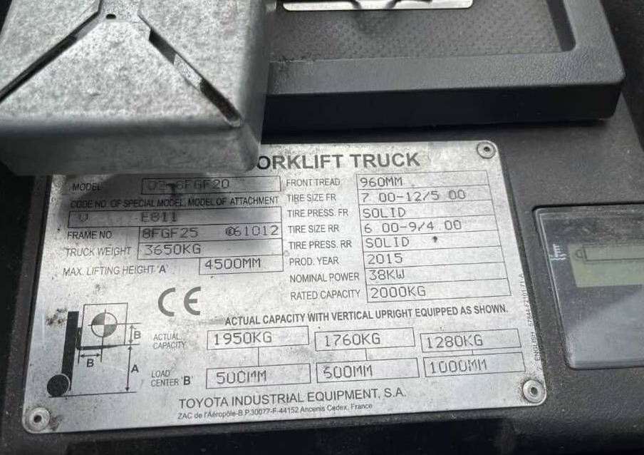 Toyota 8FGF20 - 液化石油气叉车:图4 Toyota 8FGF20 - 液化石油气叉车:图4