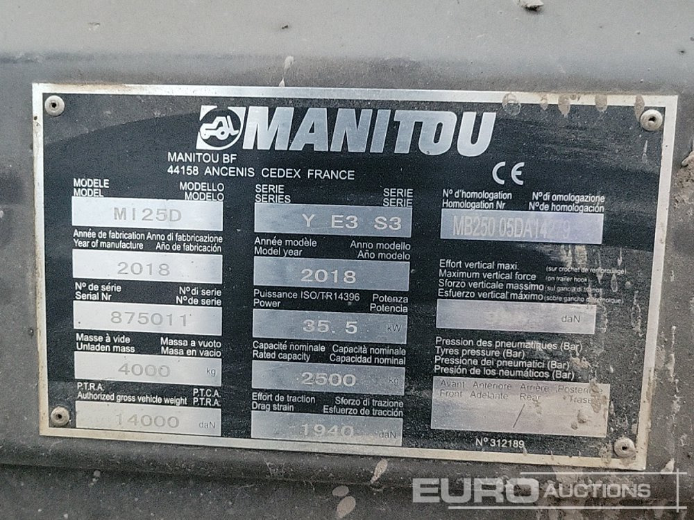 叉车 2018 Manitou MI25D:图38 叉车 2018 Manitou MI25D:图38