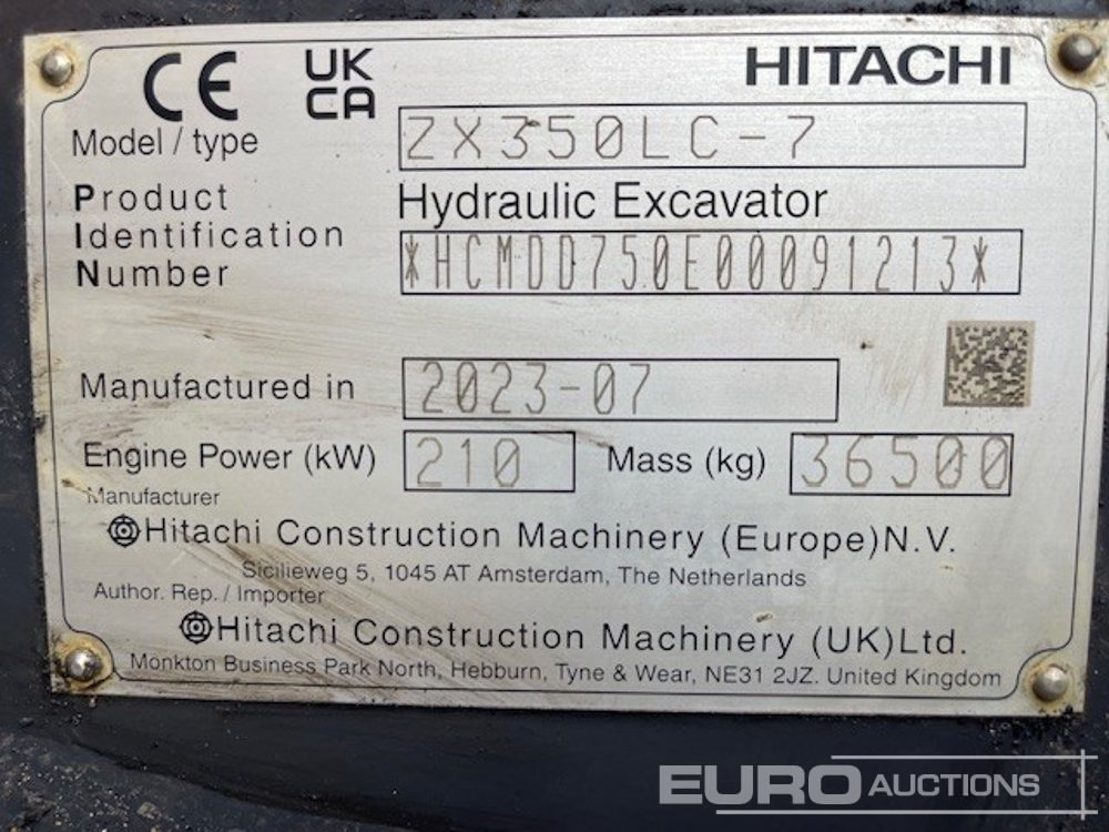 2023 Hitachi ZX350LC-7 - 履带式挖掘机:图3 2023 Hitachi ZX350LC-7 - 履带式挖掘机:图3