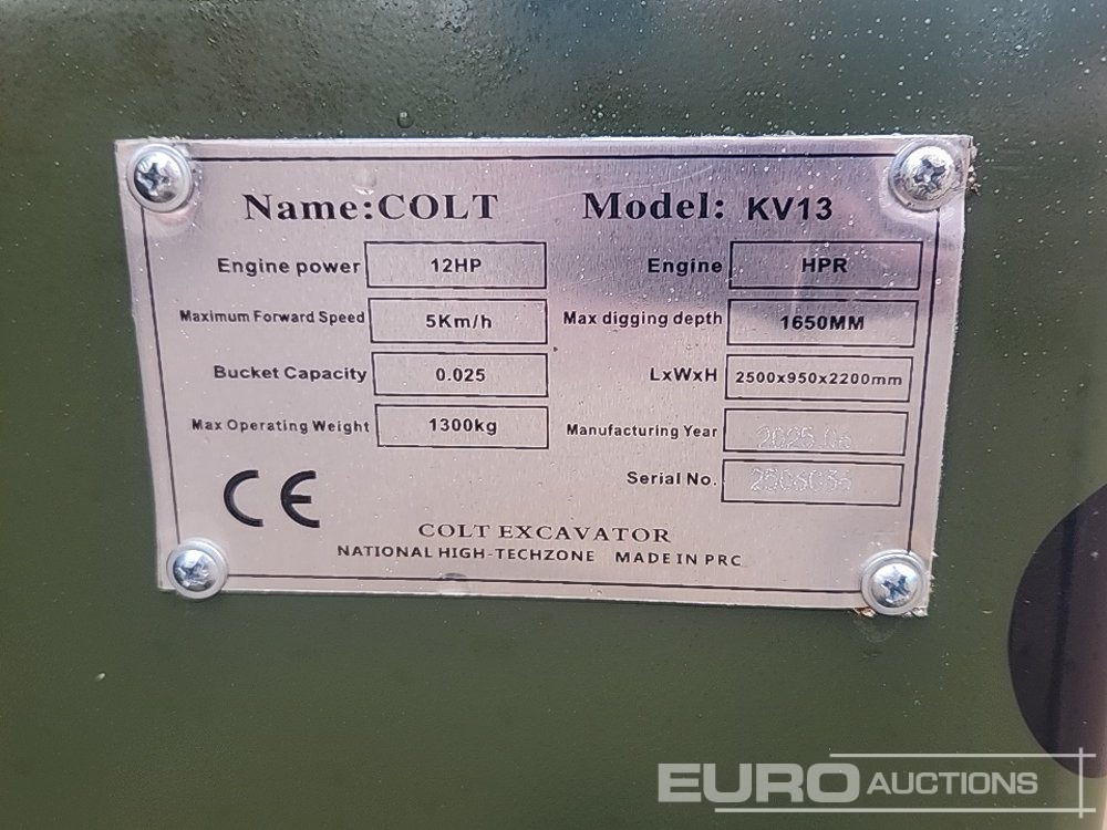 Unused 2025 Colt KV13 - 小型挖掘机:图2 Unused 2025 Colt KV13 - 小型挖掘机:图2