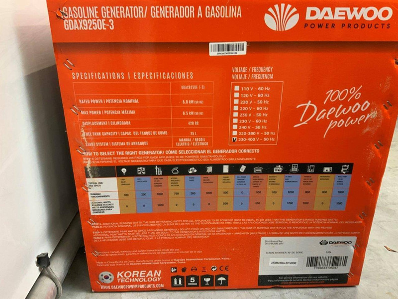 Daewoo GDAX9250E-3 - 发电机组:图5 Daewoo GDAX9250E-3 - 发电机组:图5