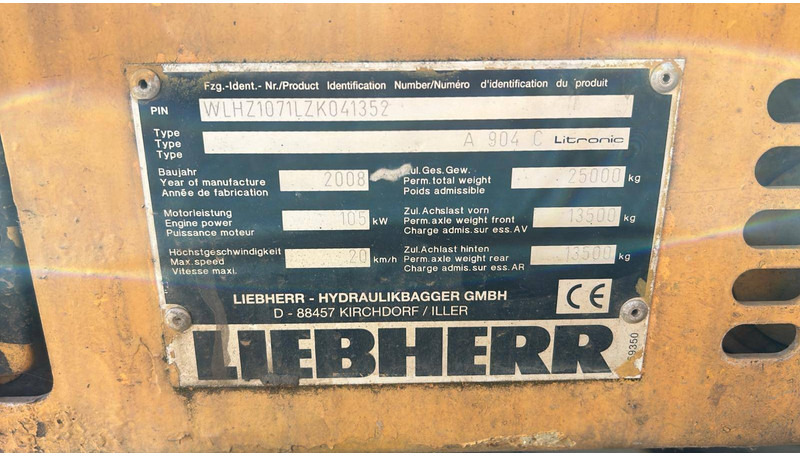 Liebherr A 904 C - 轮式挖掘机:图5 Liebherr A 904 C - 轮式挖掘机:图5
