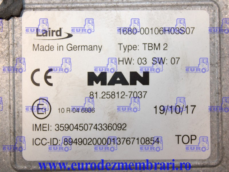 CALCULATOR TELEMATIC TBM2 MAN TGX 81.25812.7037, 81.25812.7038 - ECU 适用于 卡车:图3 CALCULATOR TELEMATIC TBM2 MAN TGX 81.25812.7037, 81.25812.7038 - ECU 适用于 卡车:图3