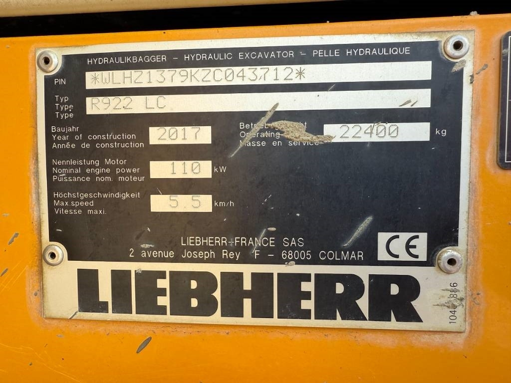 Liebherr R 922 LC - 履带式挖掘机:图2 Liebherr R 922 LC - 履带式挖掘机:图2