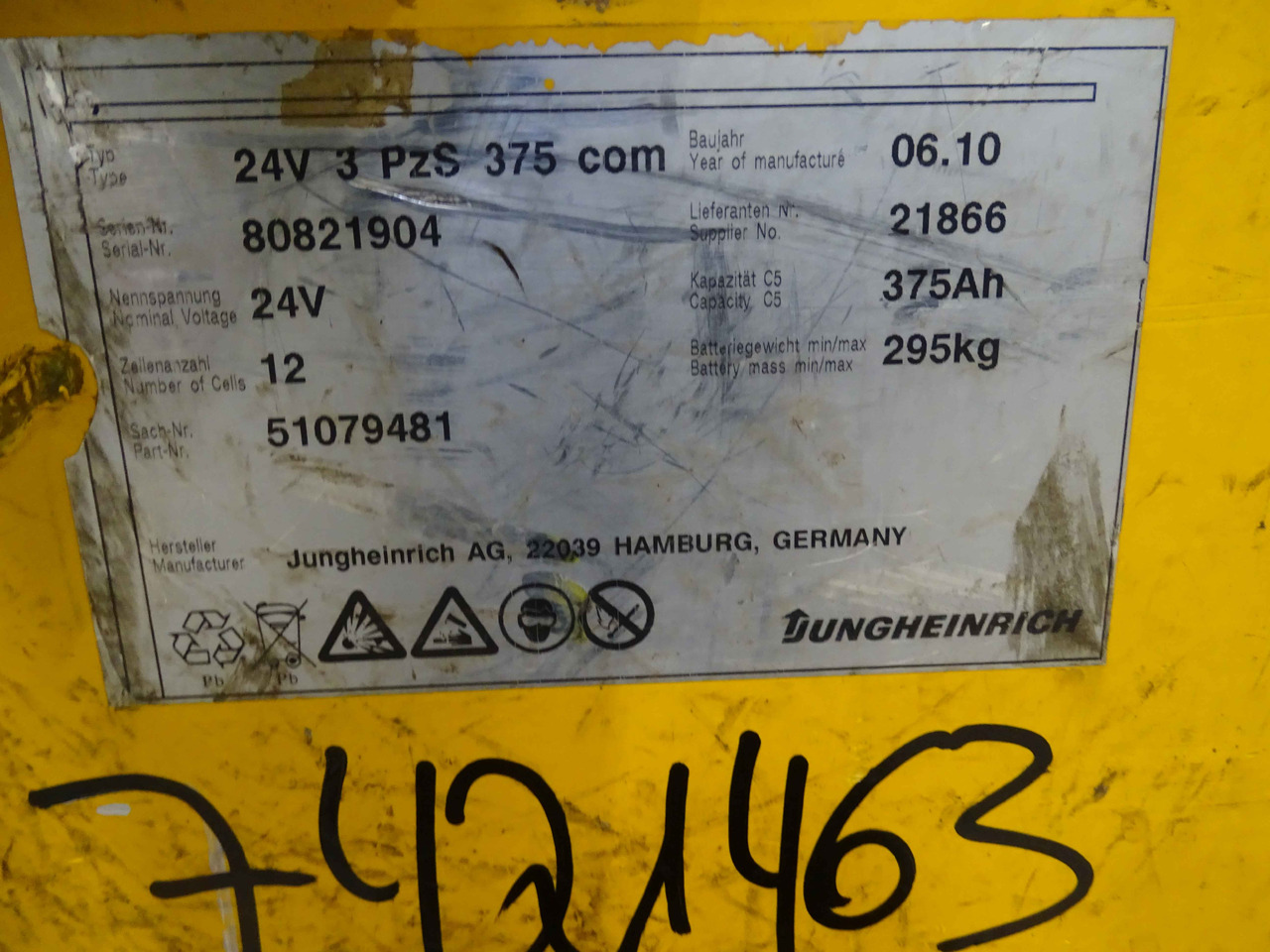 Jungheinrich 24V375AH - 电池 适用于 材料装卸设备:图4 Jungheinrich 24V375AH - 电池 适用于 材料装卸设备:图4