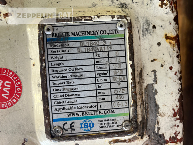BEILITE Machinery Co., Ltd. Beili Hammer BLTB40 - 液压锤 适用于 建筑机械:图3 BEILITE Machinery Co., Ltd. Beili Hammer BLTB40 - 液压锤 适用于 建筑机械:图3