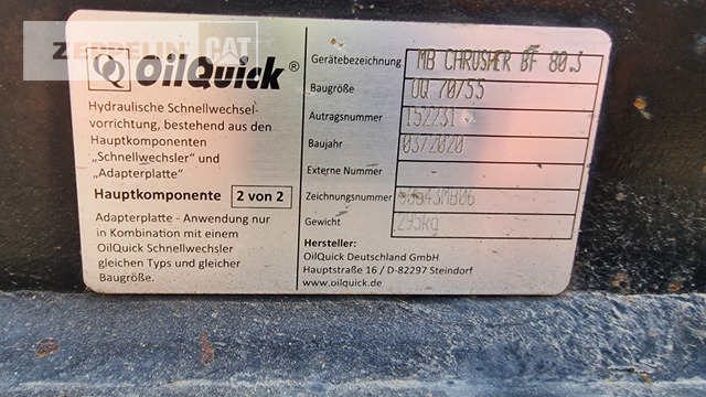 Oilquick Deutschland GmbH Kopfplatte OQ70/55 - 附件 适用于 建筑机械:图2 Oilquick Deutschland GmbH Kopfplatte OQ70/55 - 附件 适用于 建筑机械:图2