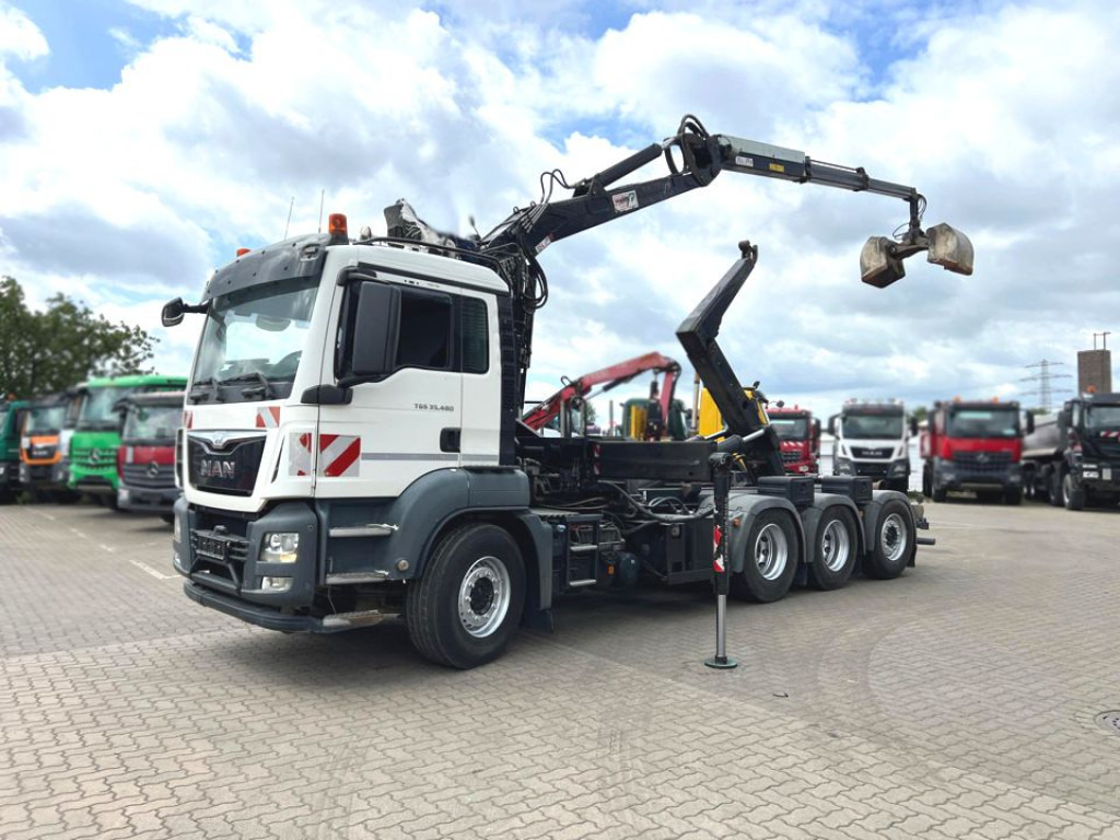 MAN TG-S 35.480 8x4 BL Abrollkipper mit Kran Penz-15L9.80+Meiller RK 30.60L  Lenk-Lift Achse - 吊钩升降车, 起重车:图1 MAN TG-S 35.480 8x4 BL Abrollkipper mit Kran Penz-15L9.80+Meiller RK 30.60L  Lenk-Lift Achse - 吊钩升降车, 起重车:图1
